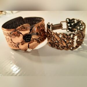 Elegant Copper Floral Bracelets Set